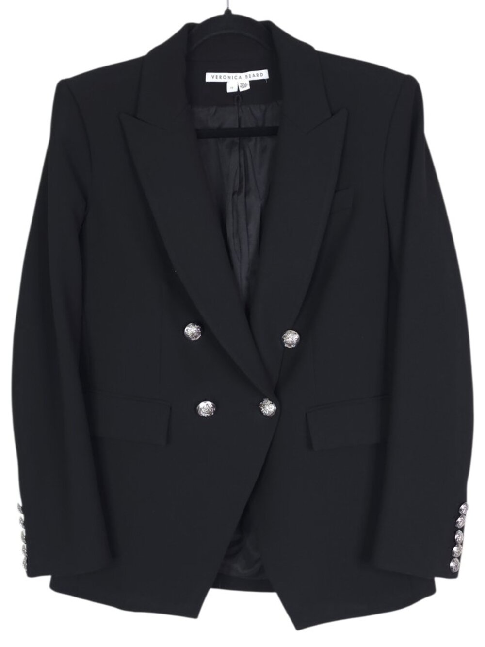 Veronica Beard Miller Blazer Black Silver Double Breasted Dickey Jacket Size 10 - Picture 3 of 13